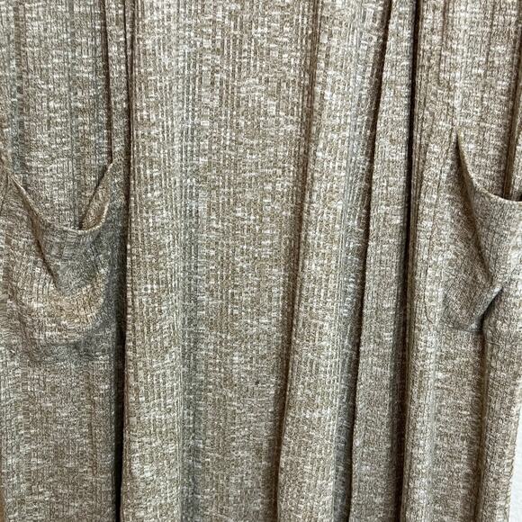 Nine West Womens Duster Length Cardigan Size XL Sable Beige Ribbed Knit Pockets - Picture 3 of 7
